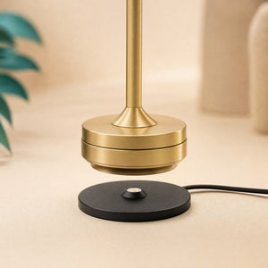 Lumen Pro lamp positioned above its individual contact charging base — detail visualization