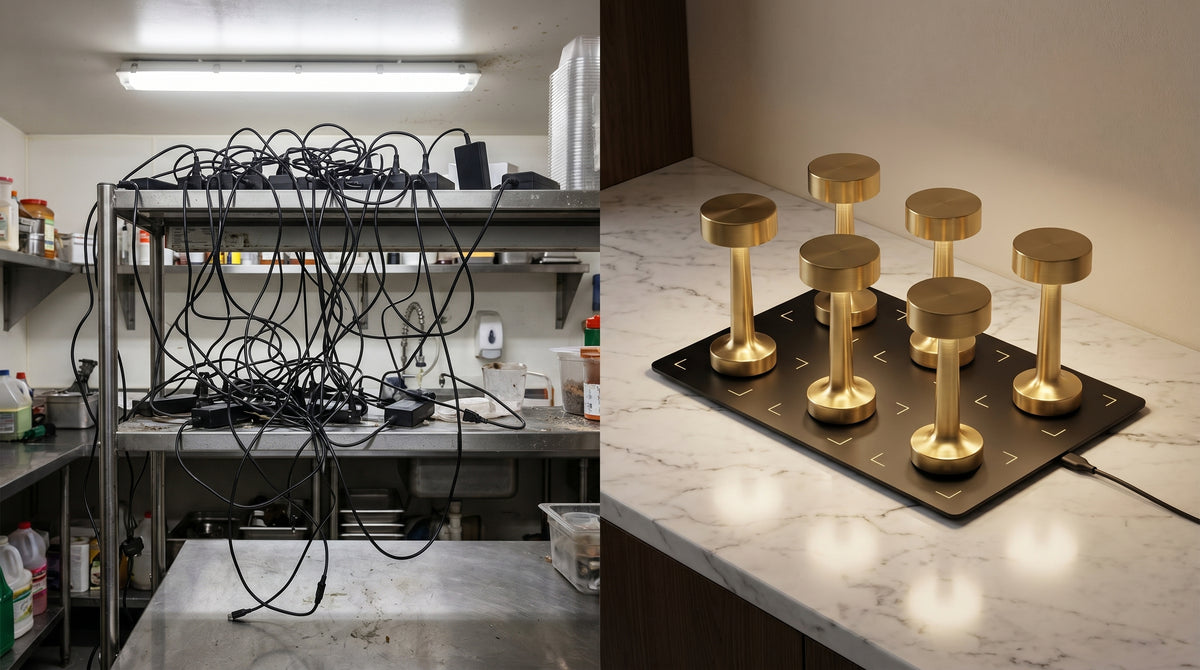 From cable-mess to clean: wireless charging vs USB-rack
