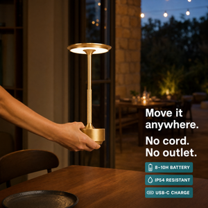 Cordless freedom — move it anywhere, no cord, no outlet