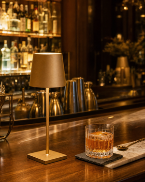 Bars & Lounges — Dimmable Tall Lamp on bar top